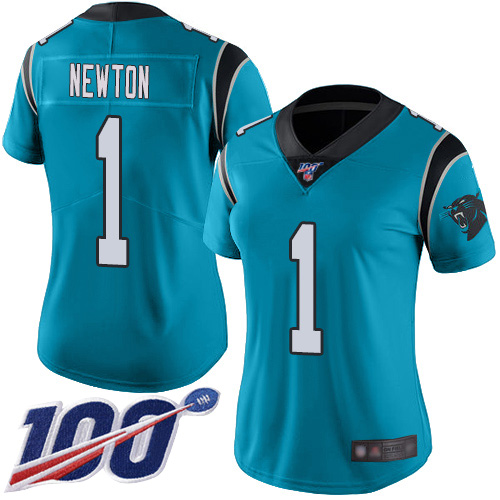 Carolina Panthers Limited Blue Women Cam Newton Alternate Jersey NFL Football 1 100th Season Vapor Untouchable